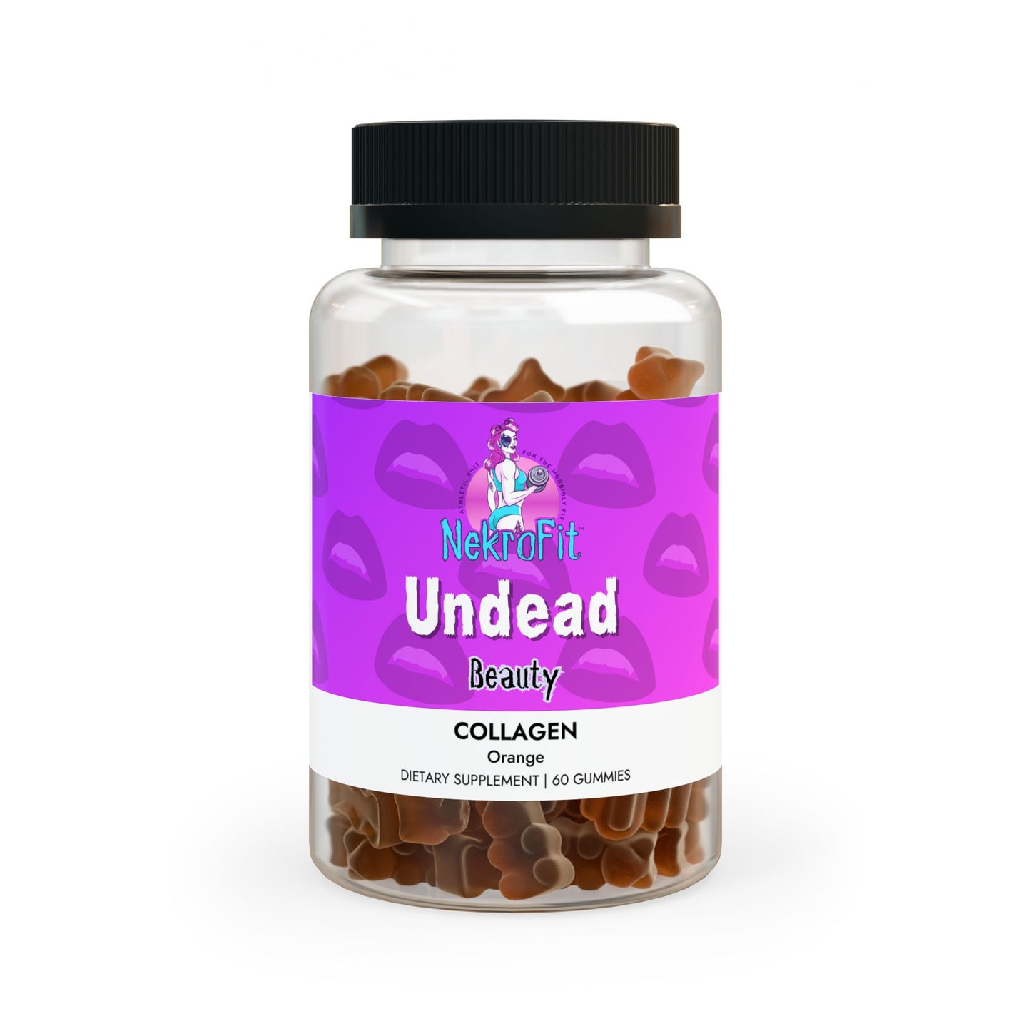 Undead Beauty – NekroFit Collagen Gummies | Type I & III Peptides for Skin Hydration, Glow & Strength | 60 Gummies | Non-GMO, Lab Tested