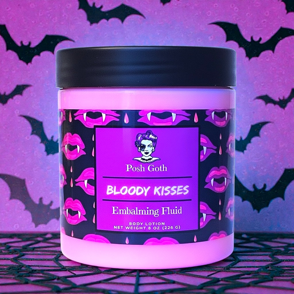Bloody Kisses Body Lotion | Raspberry Strawberry Vanilla Musk | Goth Beauty | Witchy Skincare | Posh Goth - Posh Goth -