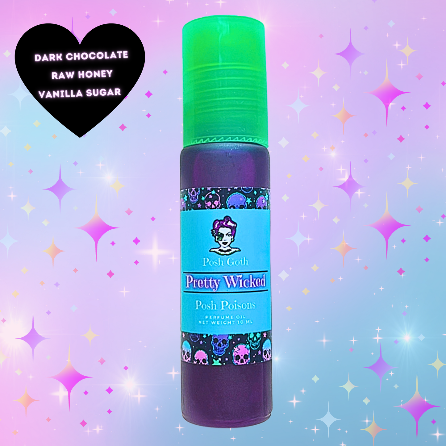 PRETTY WICKED Honey Chocolate Vanilla Scented Gothic Perfume Roller 10 ml