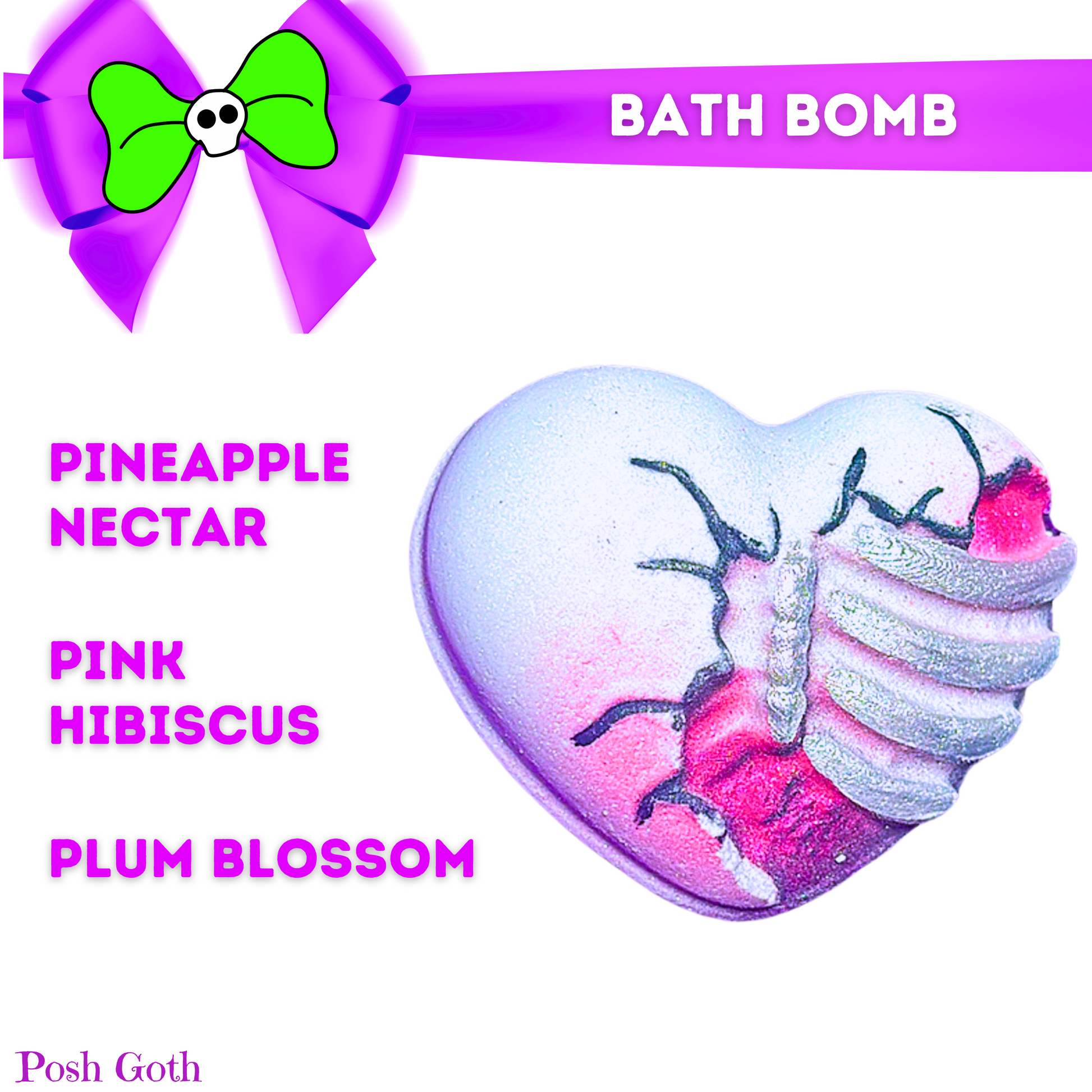 Posh Goth Skeleton Heart Bath Bomb