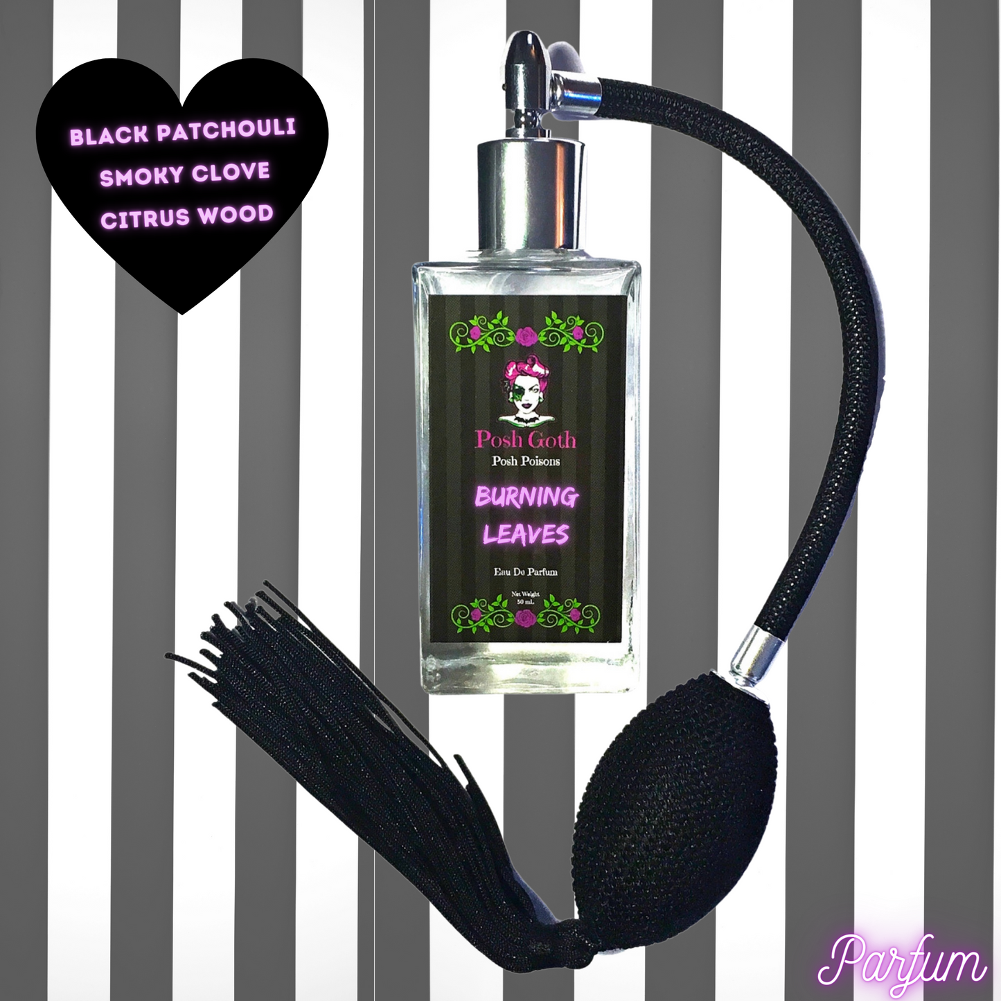 Burning Leaves Perfume 50 ml Bulb Spray - Posh Goth - Gothic Perfume