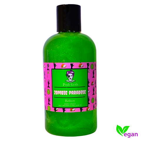 ZOMBIE PARADISE Key Lime & Coconut Scented Shimmering Bubble Bath and Body Wash 8 oz