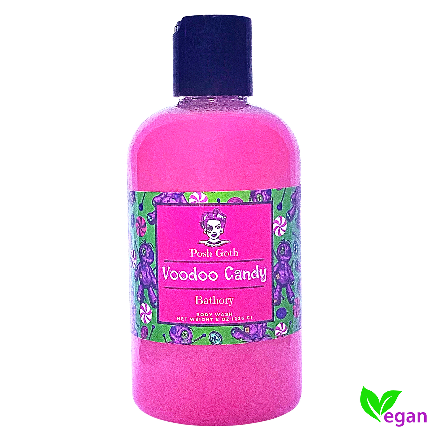 VOODOO CANDY Shimmering Bubble Bath & Body Wash | Tart Berry & Peppermint | Witchy Bath & Body | Goth Beauty