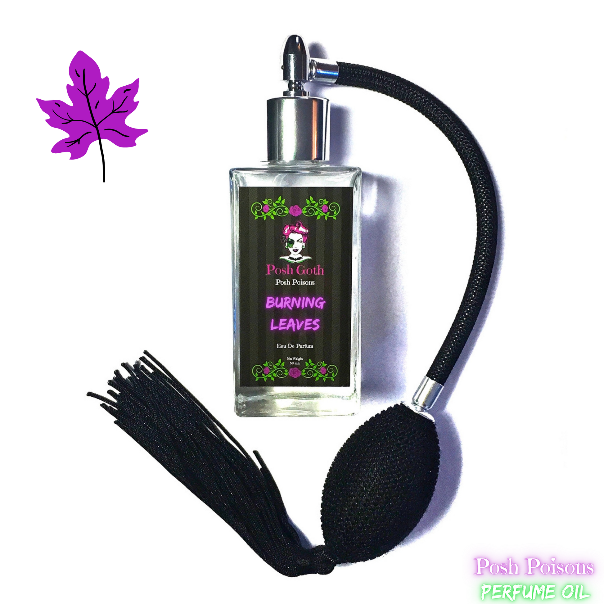 Burning Leaves Perfume 50 ml Bulb Spray - Posh Goth - Gothic Perfume