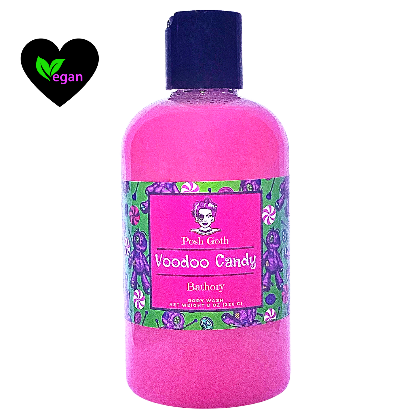 VOODOO CANDY Shimmering Bubble Bath & Body Wash | Tart Berry & Peppermint | Witchy Bath & Body | Goth Beauty