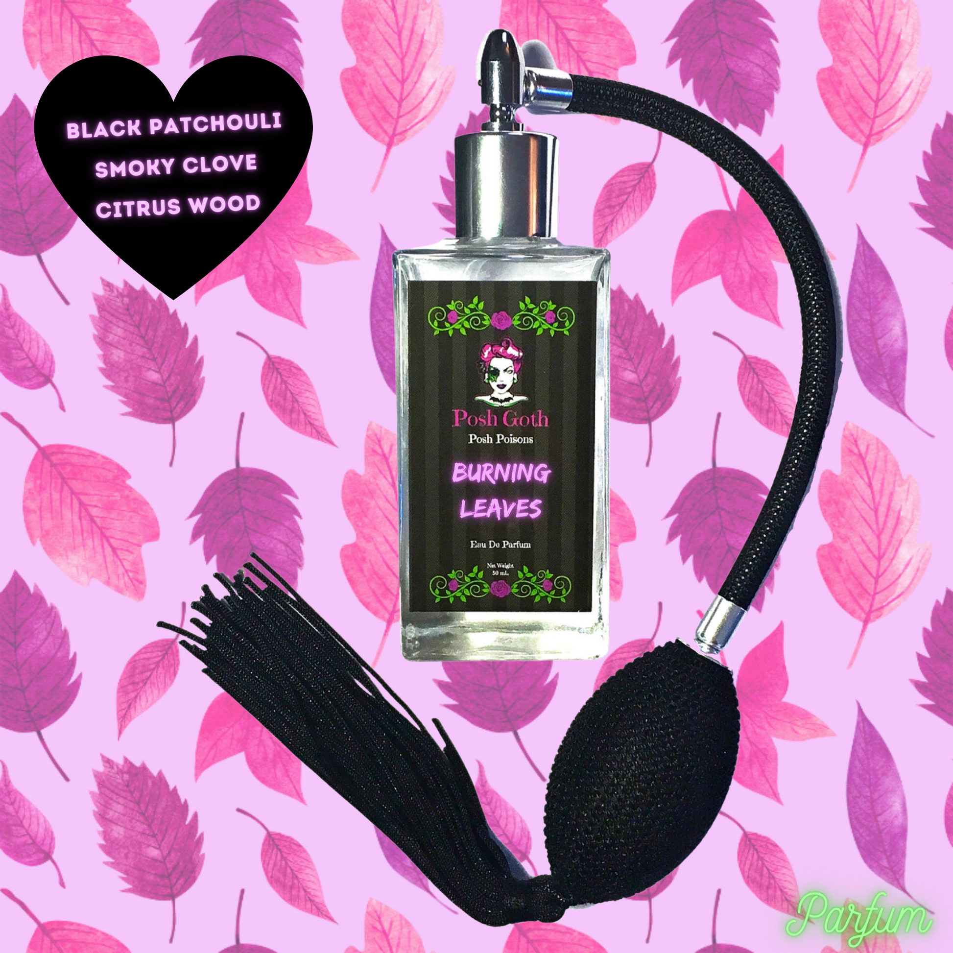 Burning Leaves Perfume 50 ml Bulb Spray - Posh Goth - Gothic Perfume
