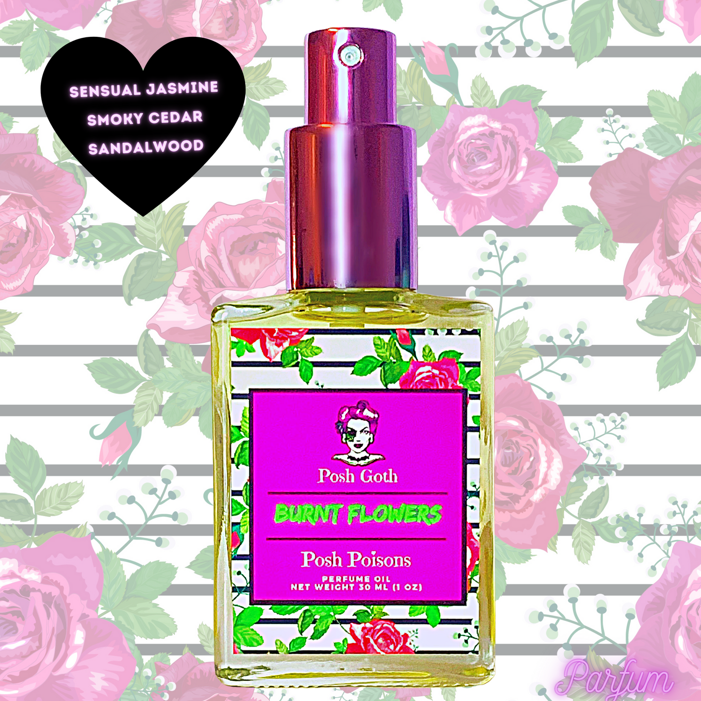 Burnt Flowers Floral Scented Gothic Perfume 1 oz spray Posh Goth - Posh Goth - Gothic Perfume