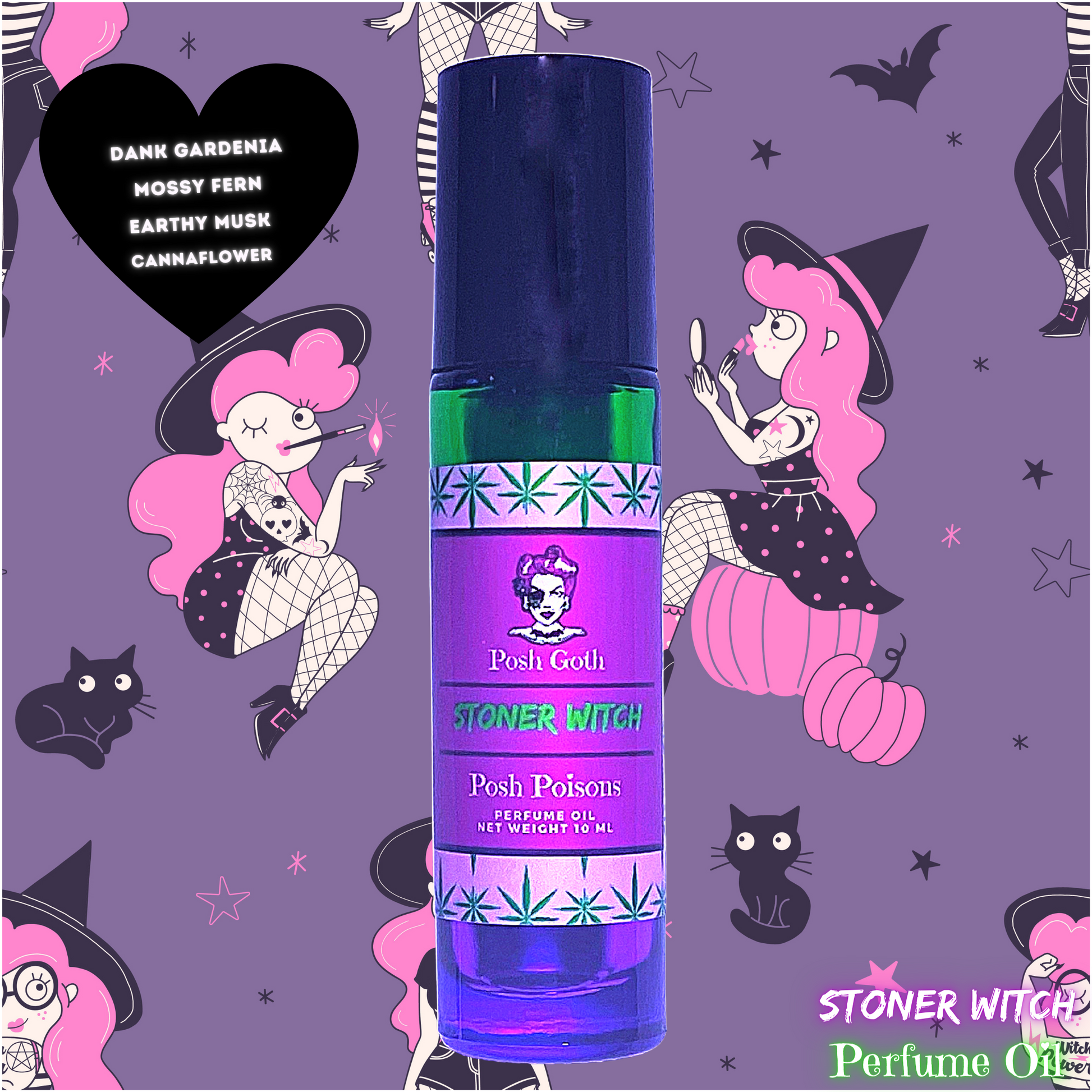 Stoner Witch Cannaflower Scented Gothic Perfume 10 mL roll-on - Posh Goth - Gothic Perfume