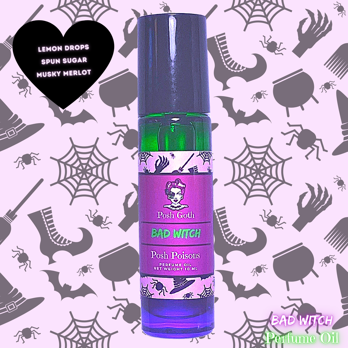 Bad Witch Pink Sugar Scented Gothic Perfume 10 ml roller-ball - Posh Goth -