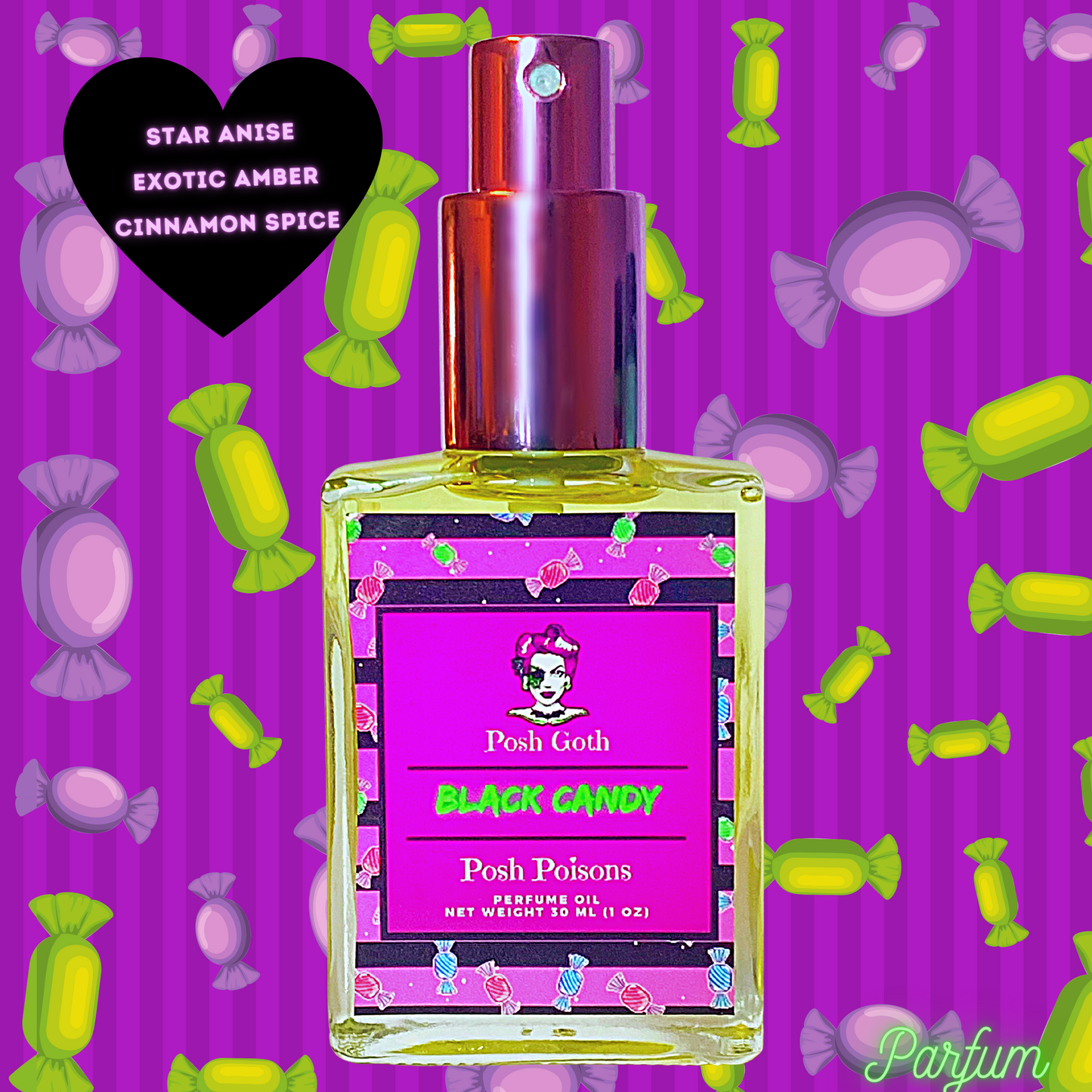 Black Candy Licorice Absinthe Scented Gothic 1oz Spray Perfume - Posh Goth - Gothic Perfume