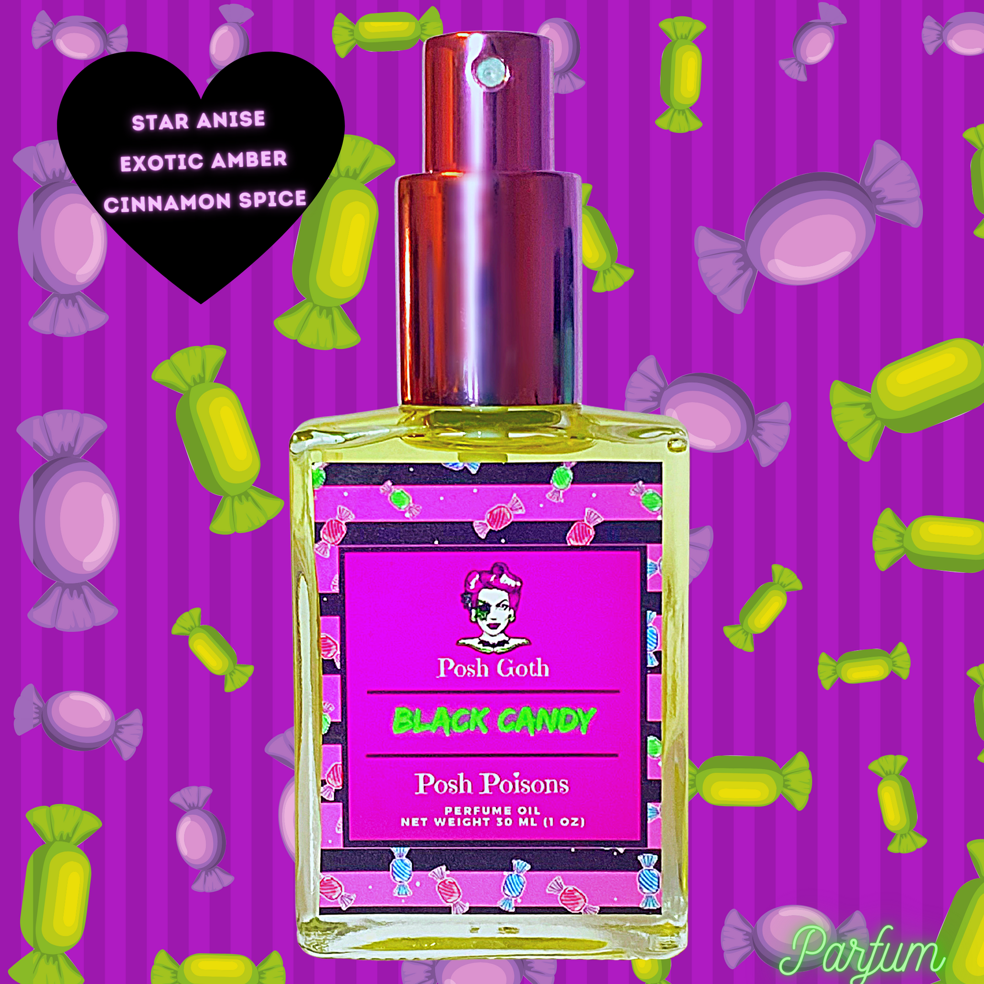 Black Candy Licorice Absinthe Scented Gothic 1oz Spray Perfume - Posh Goth - Gothic Perfume