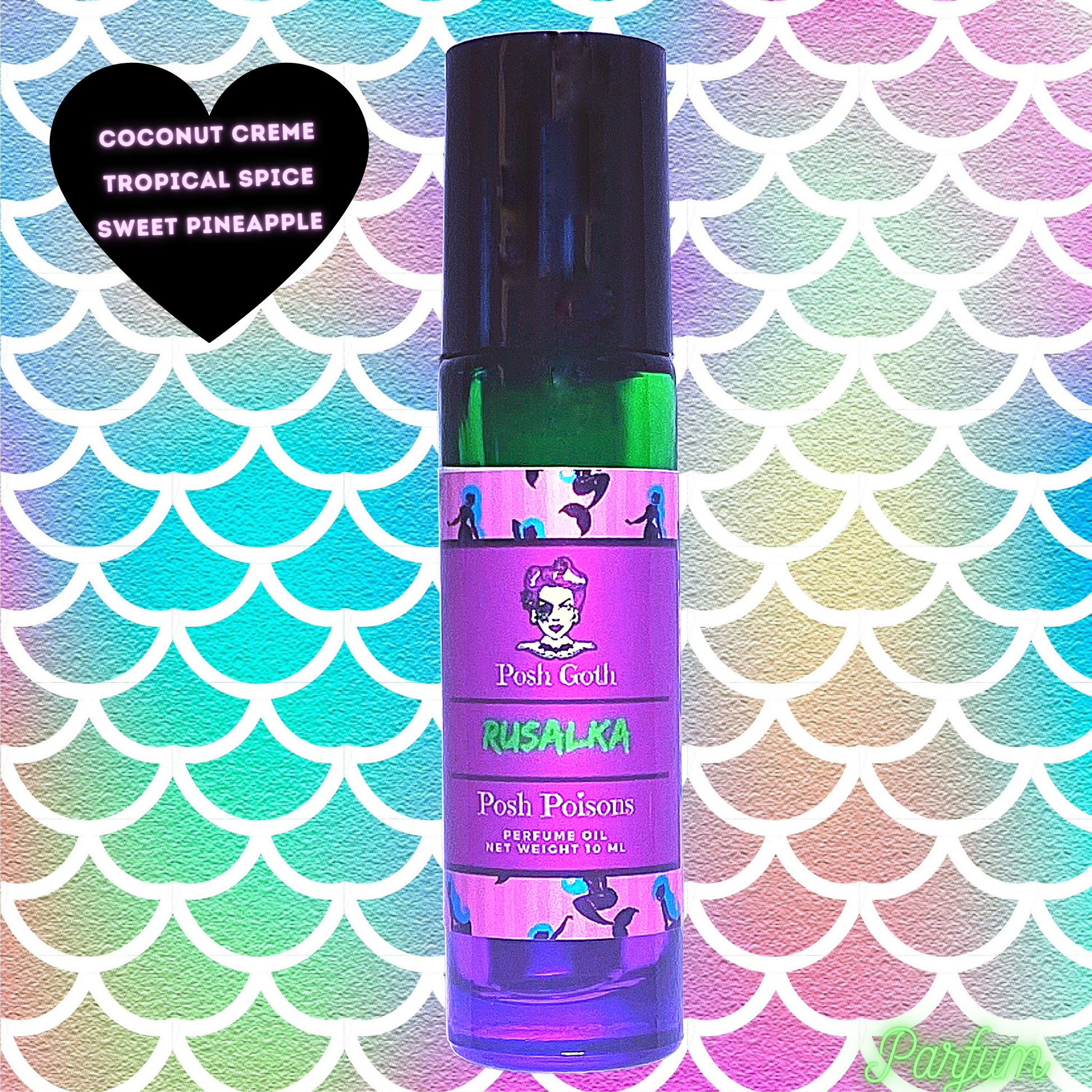 Rusalka Tropical Peach Pineapple Coconut Scented Gothic Perfume 10 mL Roll On Perfume - Posh Goth - Goth Perfume