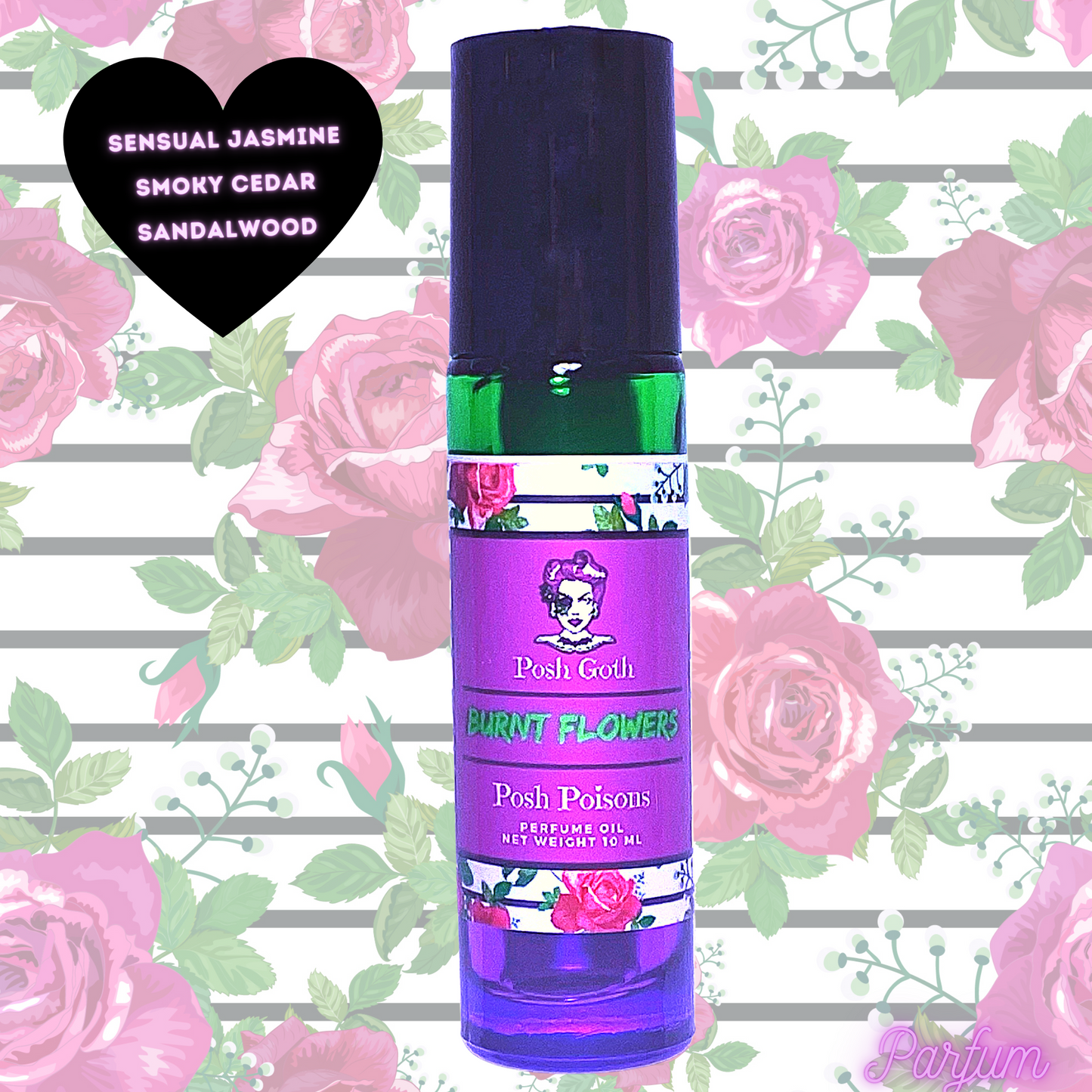 Burnt Flowers Floral Scented Gothic Perfume 10 ml roller ball Posh Goth - Posh Goth - Gothic Perfume