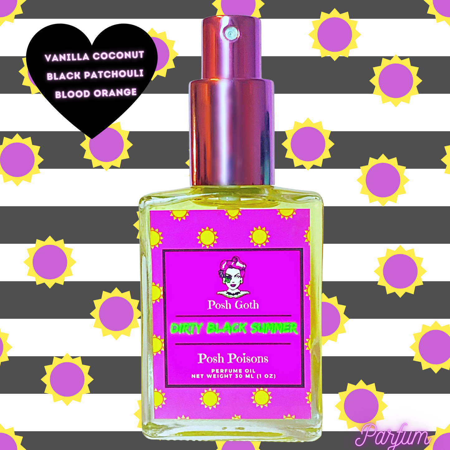 Dirty Black Summer Spicy Tropical Gothic Victorian Aromatherapy Perfume Spray 1 oz - Posh Goth -