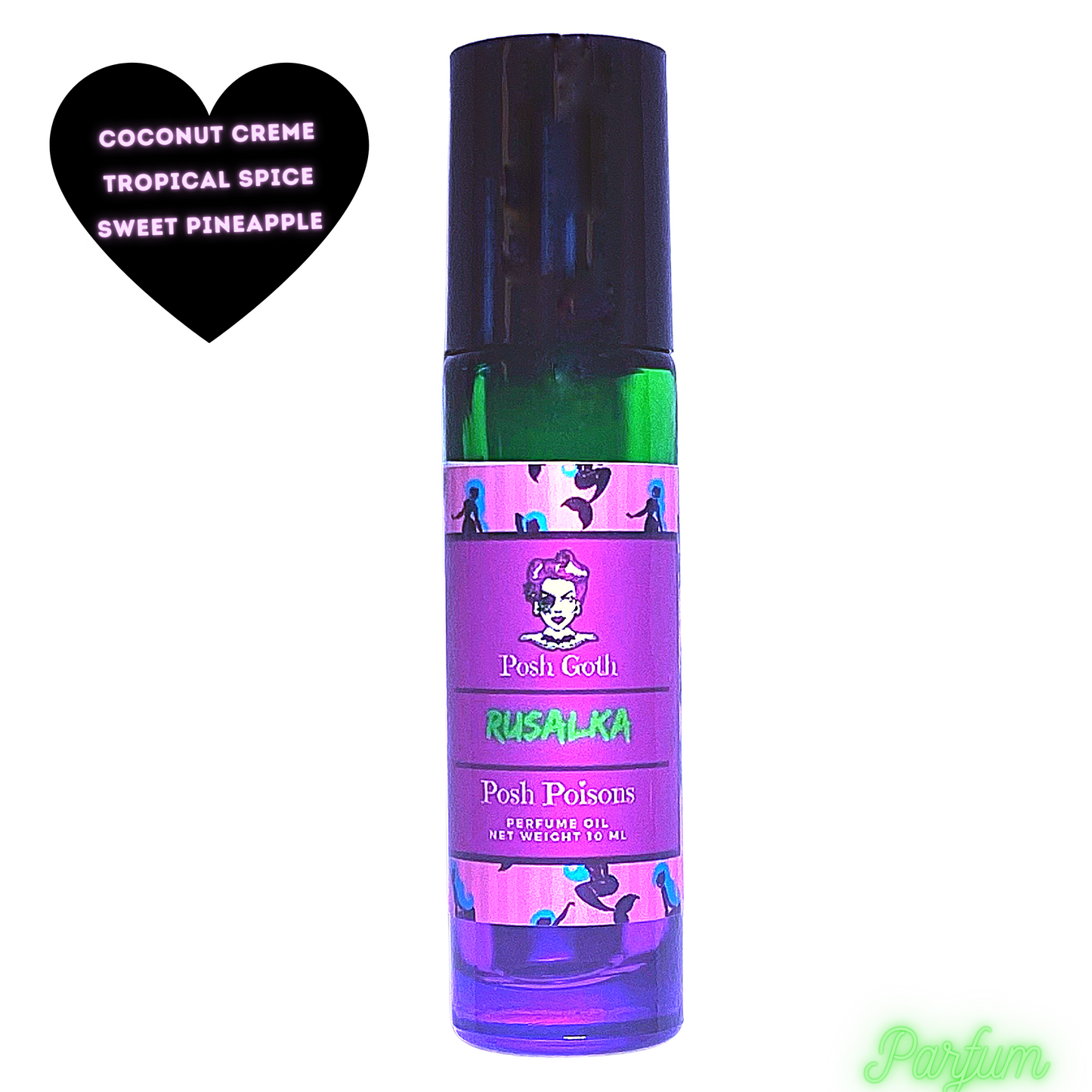 Rusalka Tropical Peach Pineapple Coconut Scented Gothic Perfume 10 mL Roll On Perfume - Posh Goth - Goth Perfume
