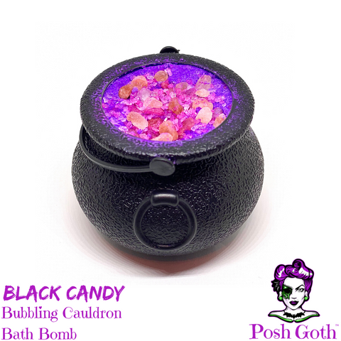 Bubbling Cauldron Bath Bomb in BLACK CANDY by Posh Goth - Posh Goth - Goth Soap 
