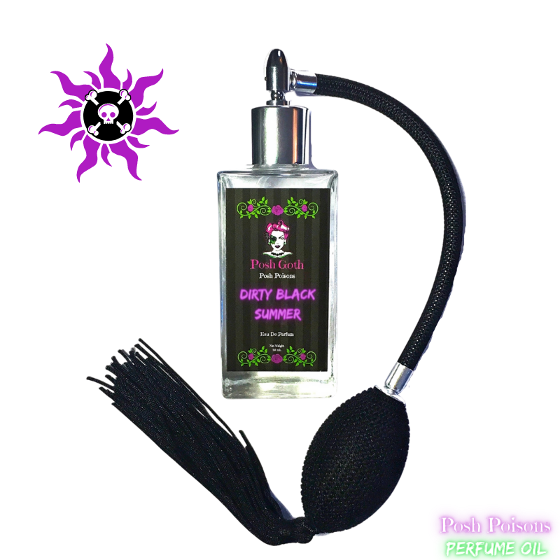 Dirty Black Summer Spicy Tropical Gothic 50 mL bulb atomizer spray bottle - Posh Goth -