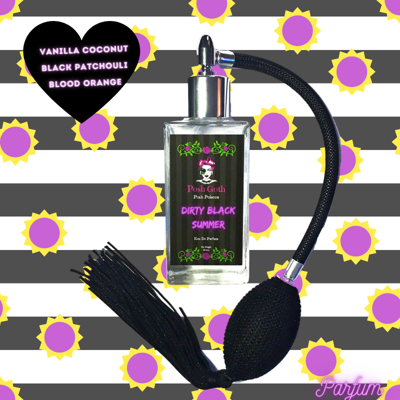 Dirty Black Summer Spicy Tropical Gothic 50 mL bulb atomizer spray bottle - Posh Goth -
