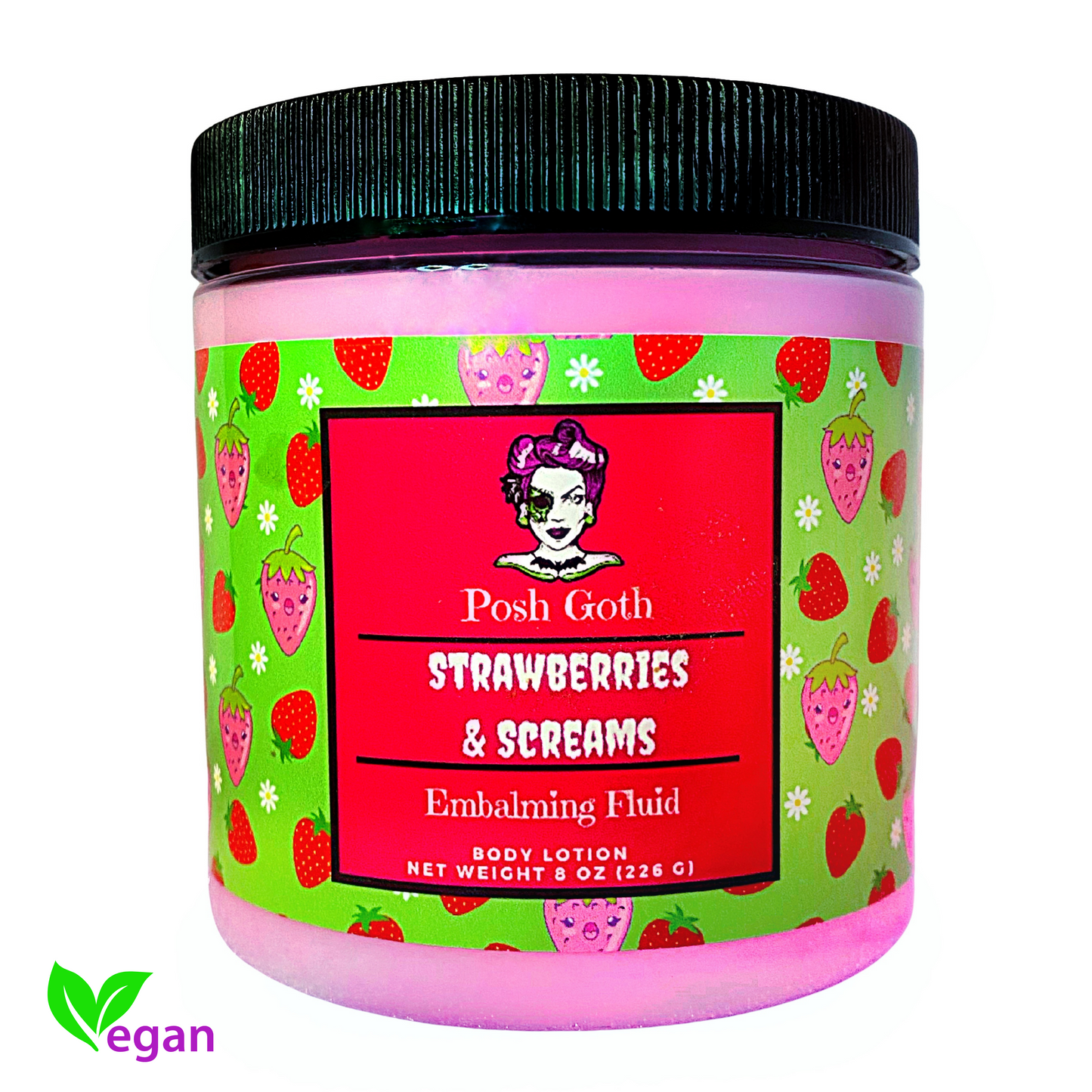 STRAWBERRIES & SCREAMS Strawberry Shortcake Scented Body Lotion - Posh Goth -