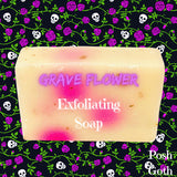 Grave Flower Handmade Exfoliating Soap - Citrus Cherry Blossom and Rose Musk- All Natural - Posh Goth -  