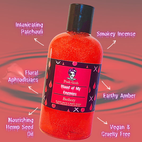 Blood of my Enemies Shimmering Bubble Bath and Body Wash 8 oz Posh Goth