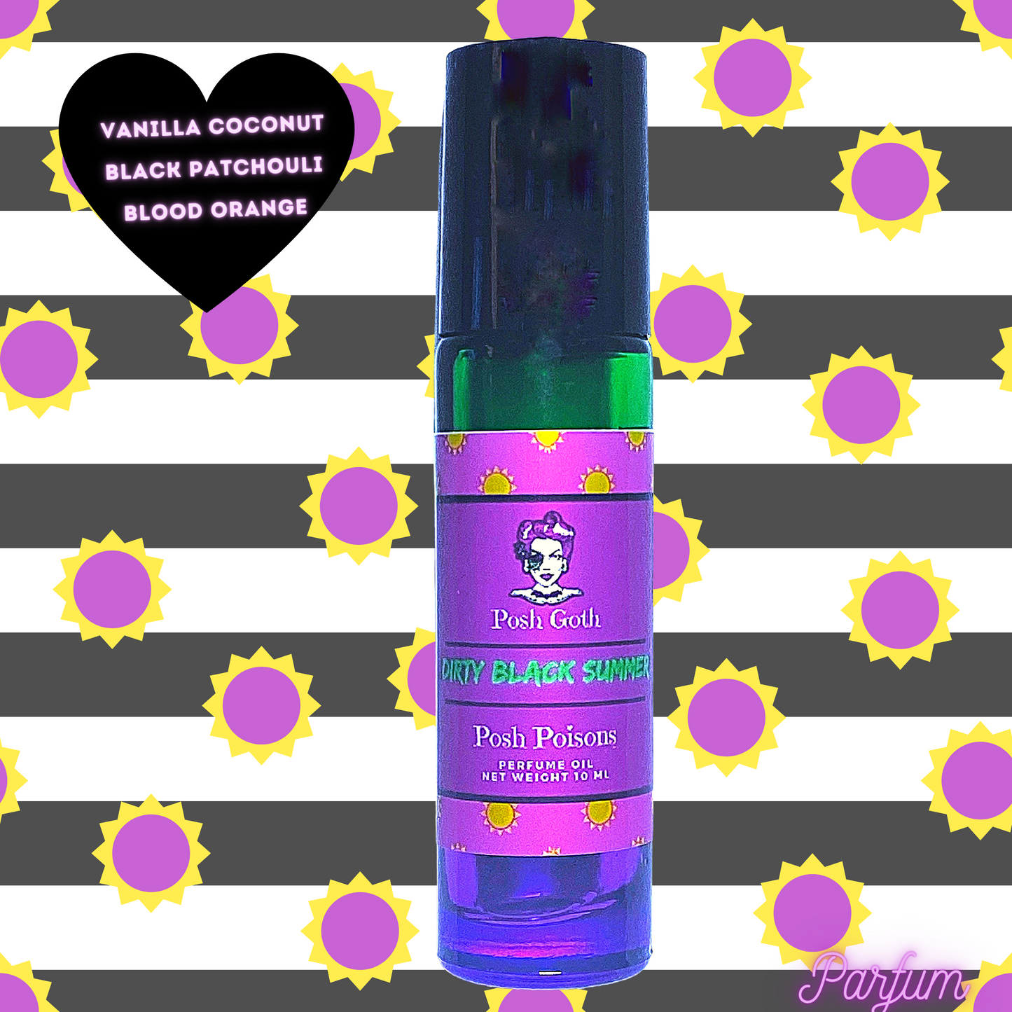 Dirty Black Summer Spicy Tropical Gothic Victorian Aromatherapy Perfume 10 ml roller-ball - Posh Goth -