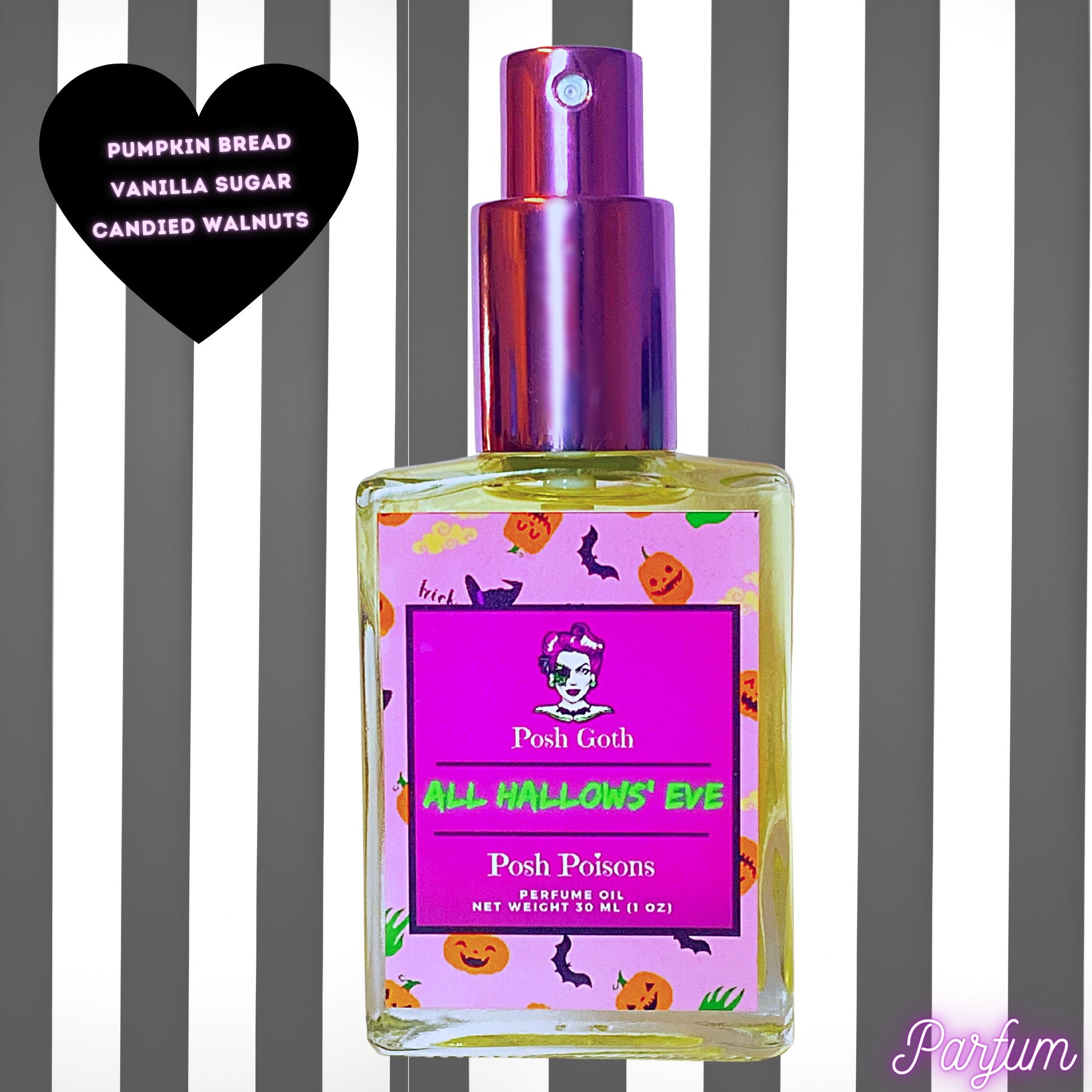 All Hallows' Eve Pumpkin Bread Scented Gothic Perfume 1 oz spray - Posh Goth - Goth Perfume