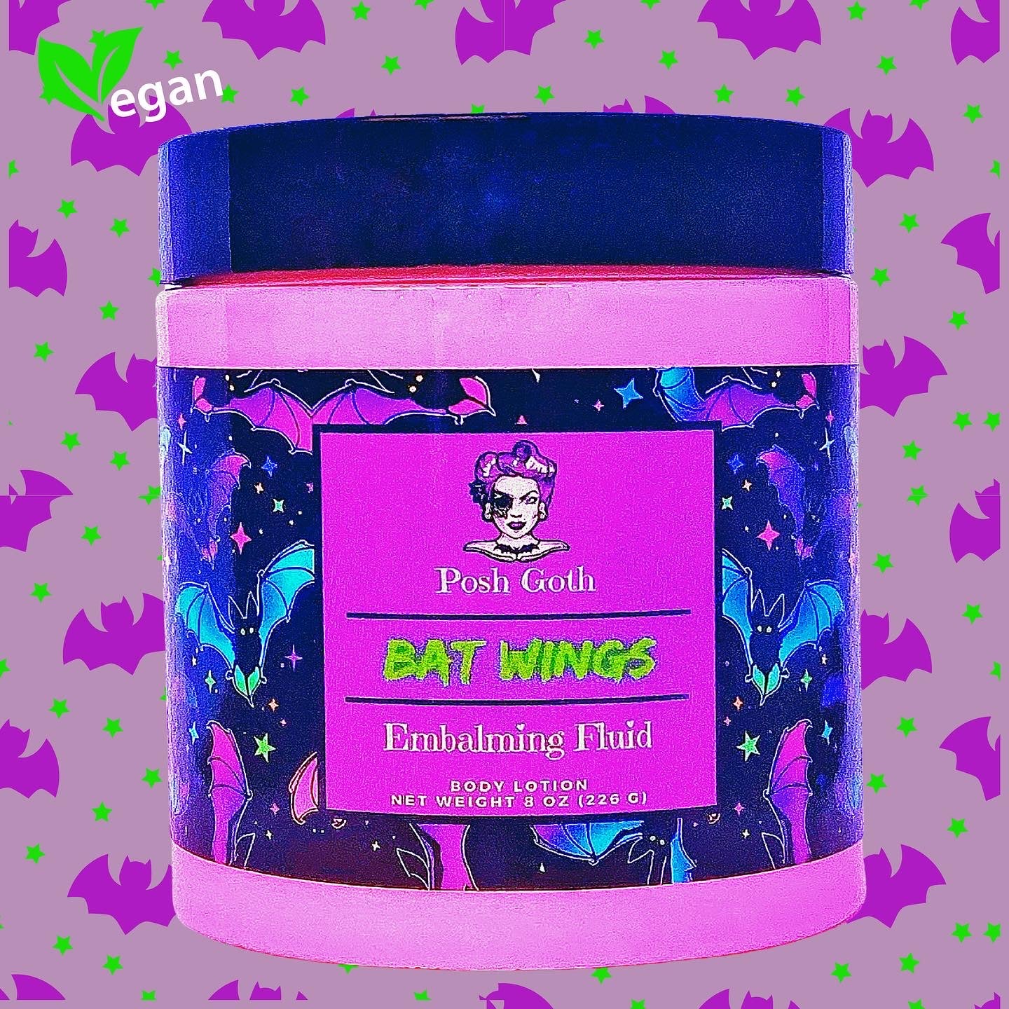 BAT WINGS Embalming Fluid Black Raspberry Vanilla Scented Body Lotion by Posh Goth - Posh Goth - Goth Bath