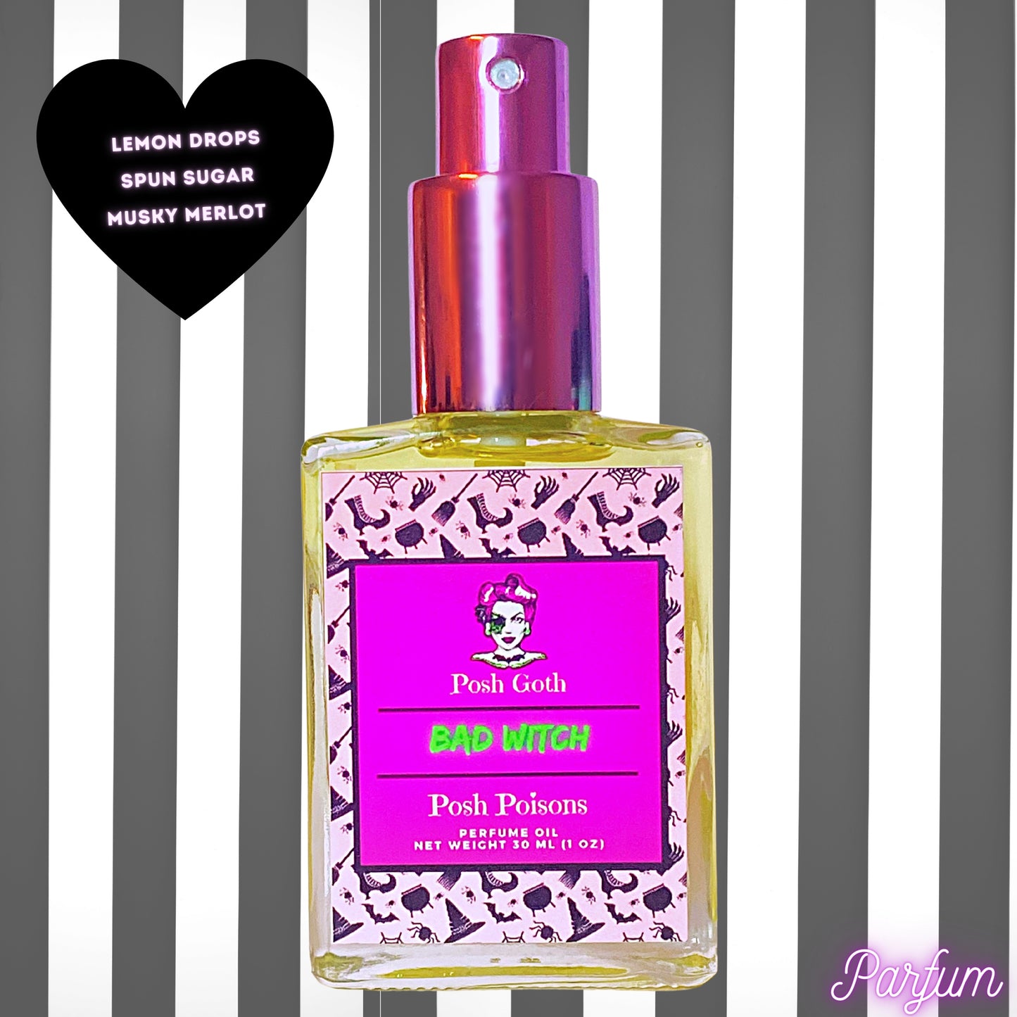Bad Witch Pink Sugar Scented Gothic Perfume 1 oz spray - Posh Goth -