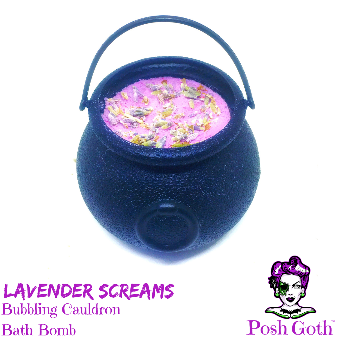 Bubbling Cauldron Bath Bomb in LAVENDER SCREAMS Scent by Posh Goth - Posh Goth - Goth Soap
