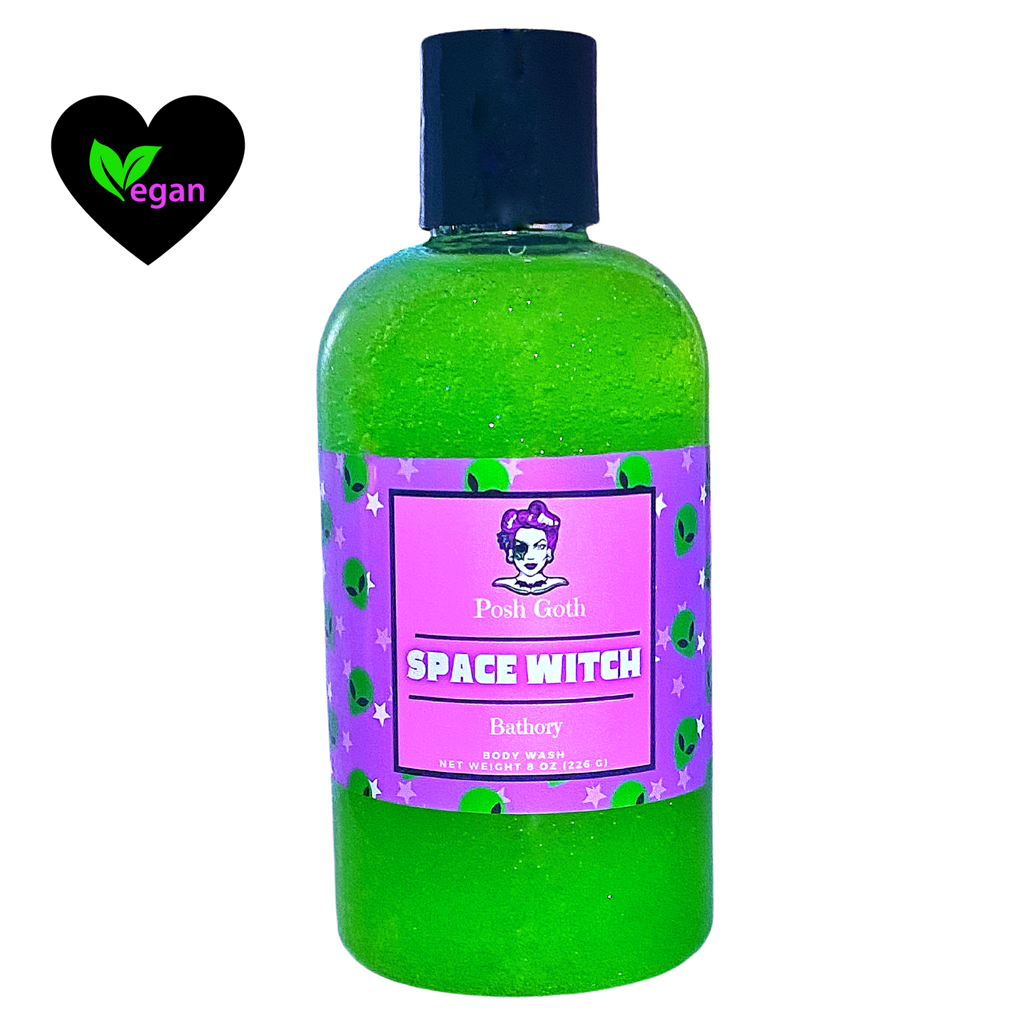 Space Witch Body Wash – Rose, Cannabis Flower and Jasmine | Witchy Bath and Body | Goth Beauty