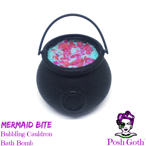 MERMAID BITE Tropical Fruit and Mint scented Bubbling Cauldron Bath Bomb by Posh Goth - Posh Goth -  