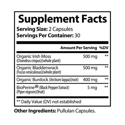 Siren’s Hex – Gothic Sea Moss Capsules for Beauty, Energy & Vitality – 92+ Minerals with Irish Moss, Burdock & Bladderwrack – Vegan, Non-GMO, Gym & Skin Support