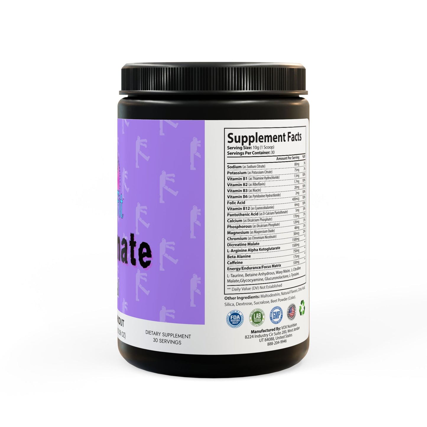 Reanimate Ritual Pre-Workout by Nekrofit | Watermelon Flavor | Goth Gym Energy Boost