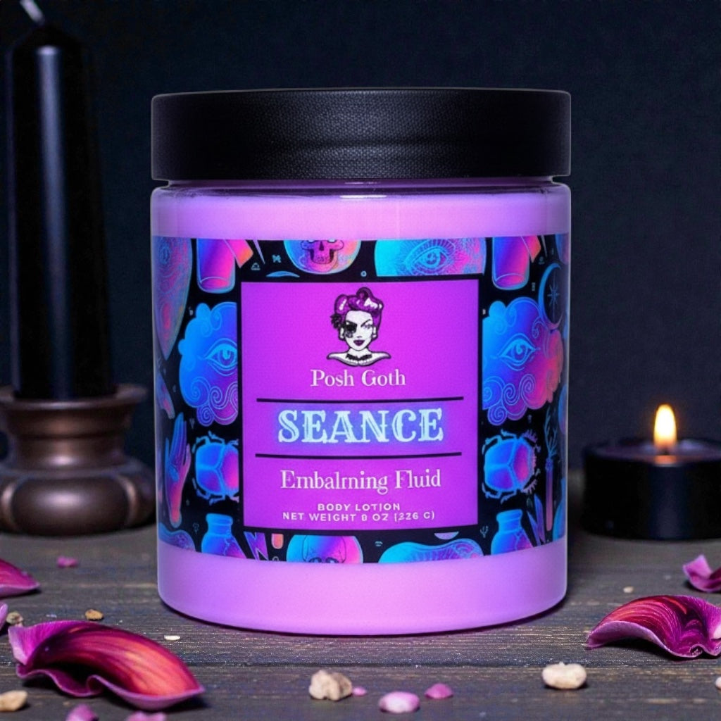 Séance Body Lotion - Goth Vanilla Mint Lotion - Sugared Lemon Drop Scent - Handmade Vegan Skincare - Witchy Gift - Sweet Dark Feminine - Posh Goth -  
