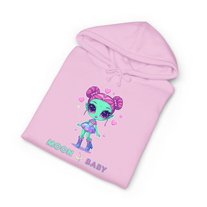 Moon Baby Pink Sweatshirt - Kawaii Alien Hoodie - Celestial Sleeve Design - Pastel Goth Clothing - Cute Spacecore Gift - Cozy Hoodie