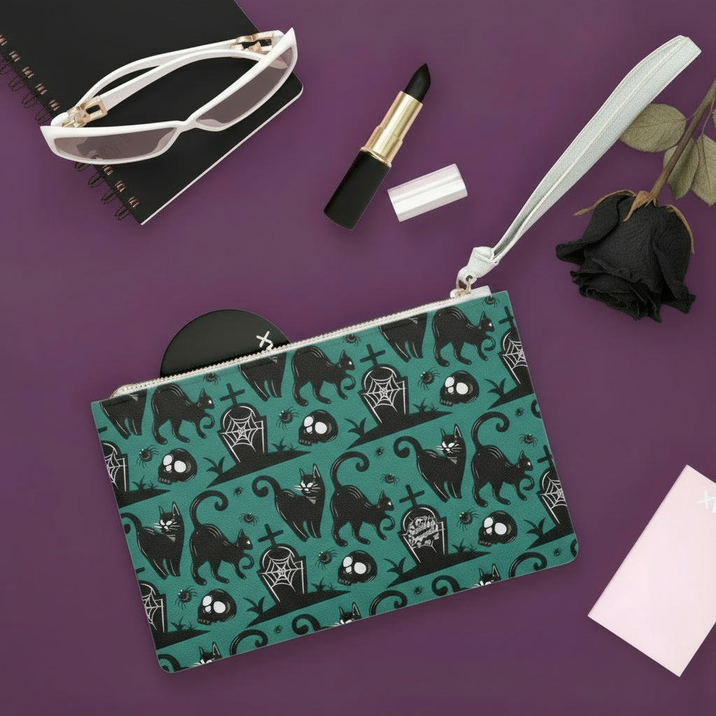 Goth clutch spooky cats