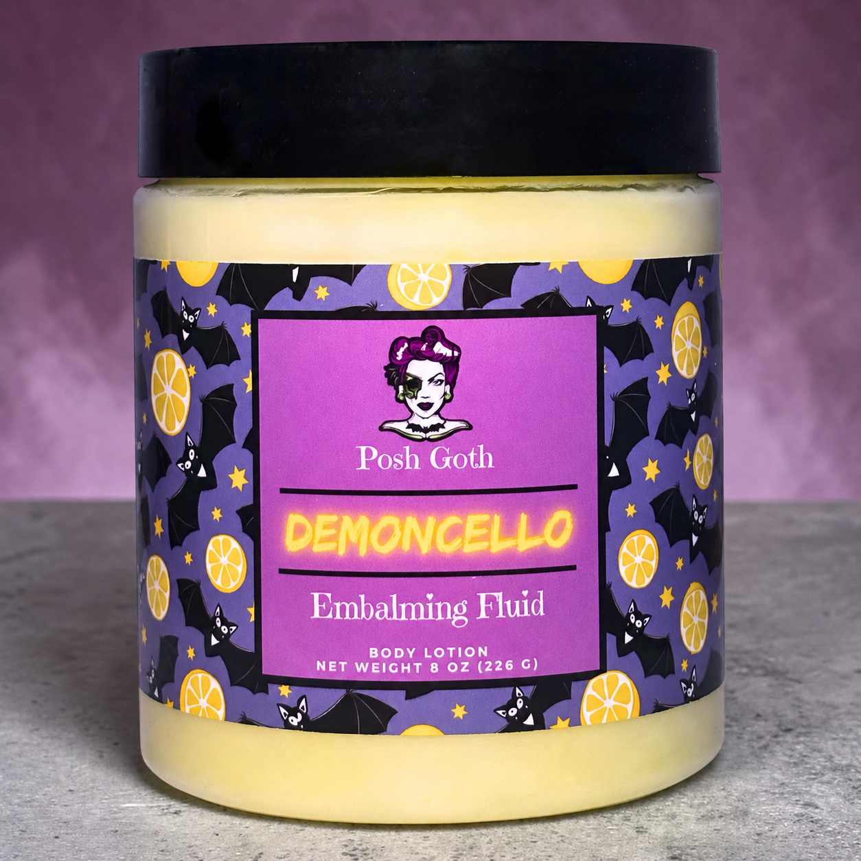 DEMONCELLO Body Lotion | Lemon Square Gourmand Scent | Goth Skincare | Vegan & Cruelty-Free | Posh Goth Lotion - Posh Goth -  