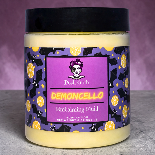 DEMONCELLO Body Lotion | Lemon Square Gourmand Scent | Goth Skincare | Vegan & Cruelty-Free | Posh Goth Lotion - Posh Goth -  