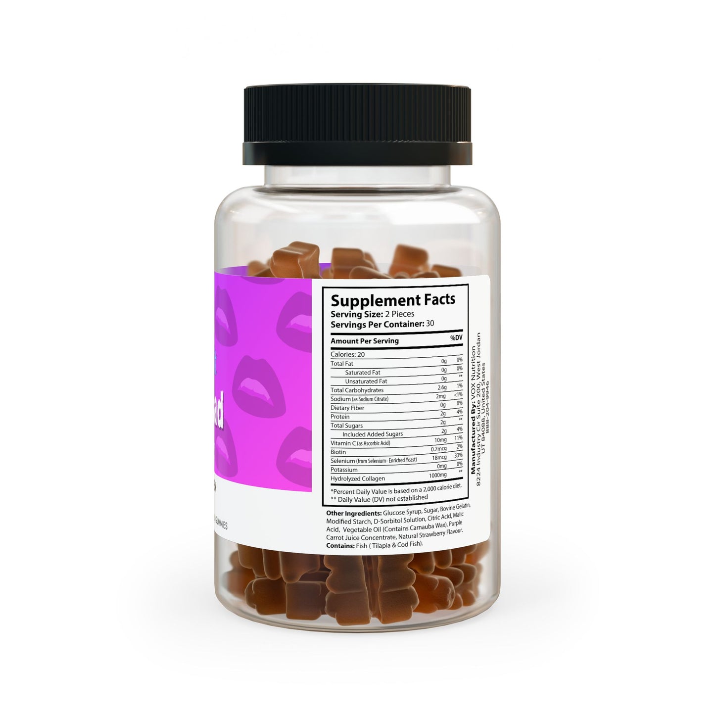 Undead Beauty – NekroFit Collagen Gummies | Type I & III Peptides for Skin Hydration, Glow & Strength | 60 Gummies | Non-GMO, Lab Tested