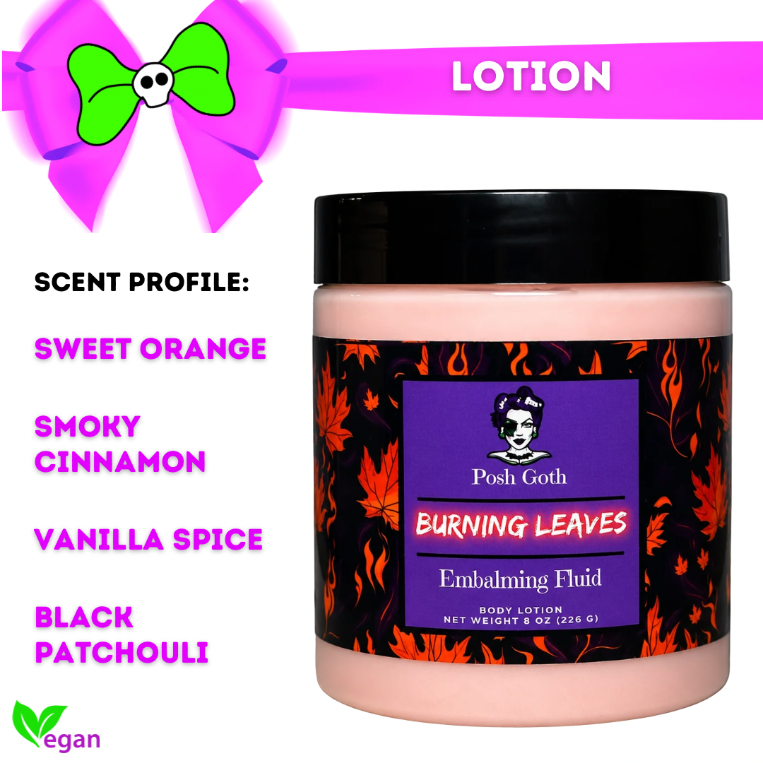 Burning Leaves Body Lotion | Witchy Autumn Skincare | Goth Beauty | Posh Goth - Posh Goth - Goth Bath 