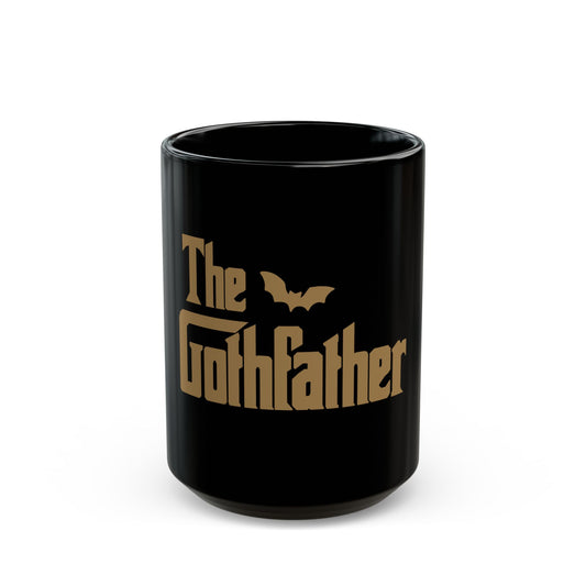 The Gothfather Black Coffee Mug 15 oz | Gothic Novelty Mug | Funny Dark Aesthetic Gift for Goths, Horror Fans & Coffee Lovers