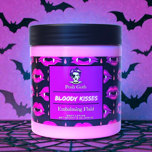 Bloody Kisses Body Lotion | Raspberry Strawberry Vanilla Musk | Goth Beauty | Witchy Skincare | Posh Goth - Posh Goth -  