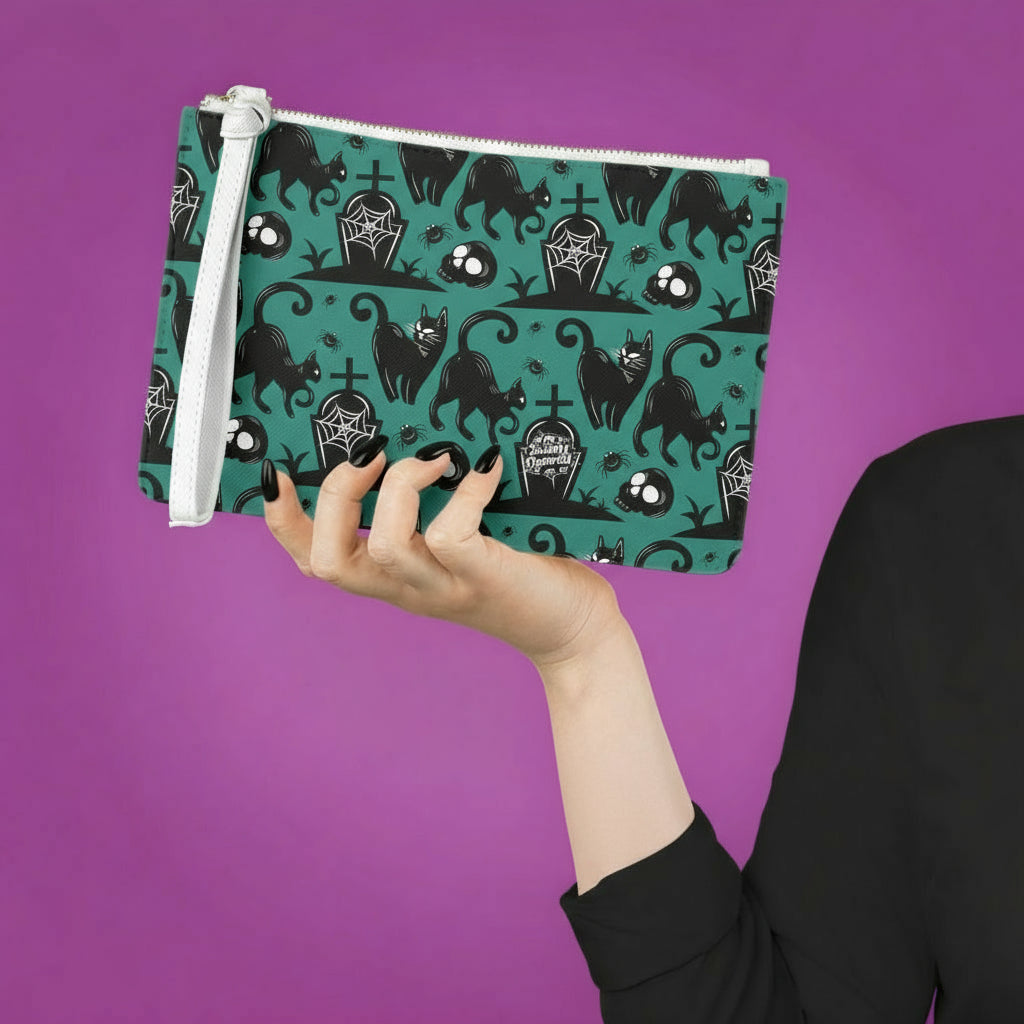 Goth clutch with spooky cats