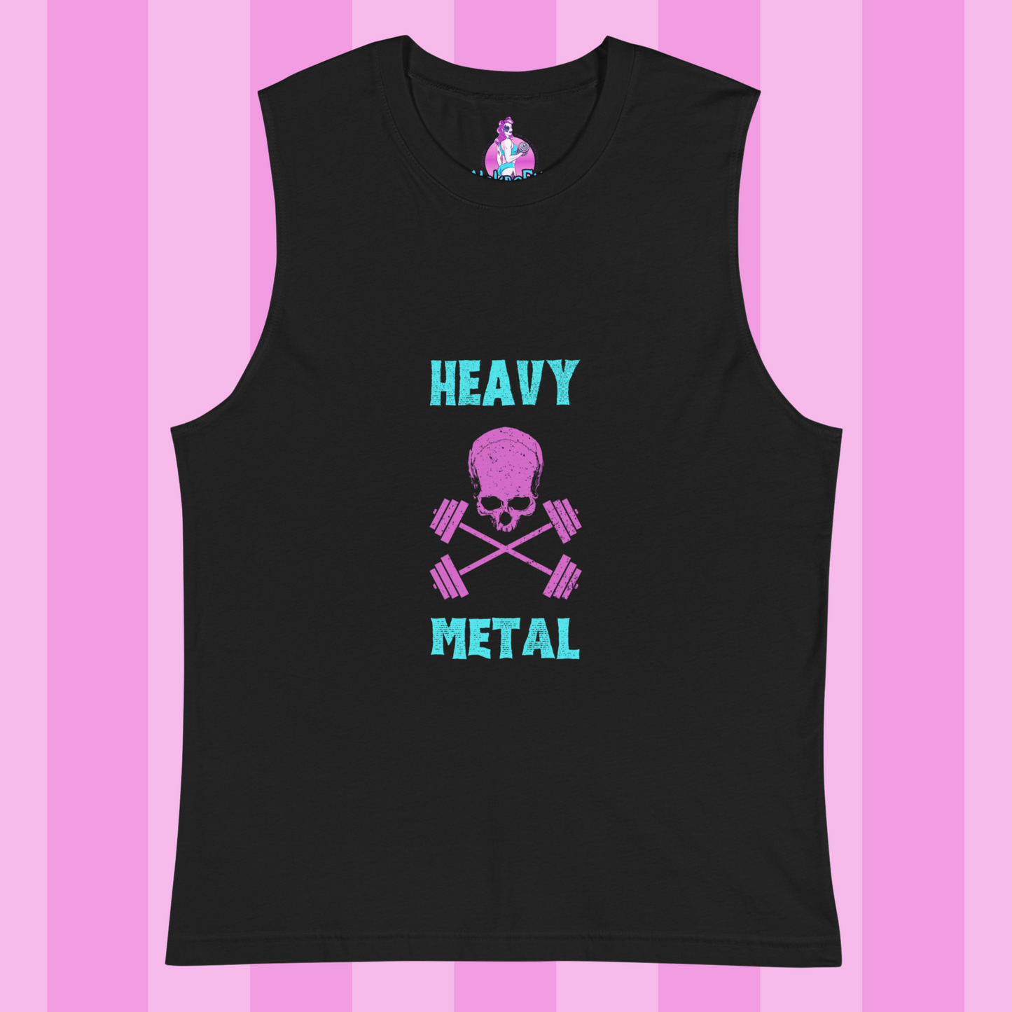 Heavy Metal Muscle Tank – NekroFit | Goth Gym Sleeveless Shirt with Dumbbell Crossbones