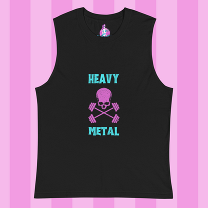 Heavy Metal Muscle Tank – NekroFit | Goth Gym Sleeveless Shirt with Dumbbell Crossbones