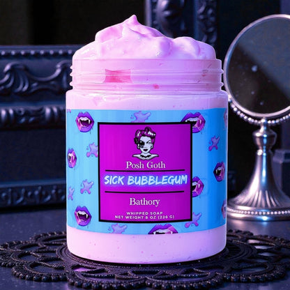 SICK BUBBLEGUM Bathory Whip™ Whipped Gothic Soap from Posh Goth 8 oz - Posh Goth - Goth Soap 
