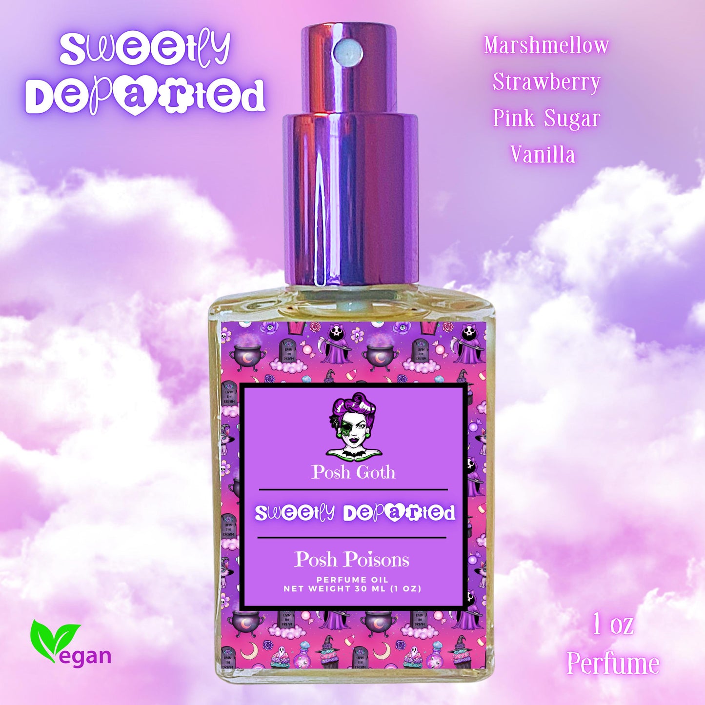 Sweetly Departed Perfume – Marshmallow Clouds Fragrance with Apple, Vanilla & Coconut | Pastel Goth Perfume