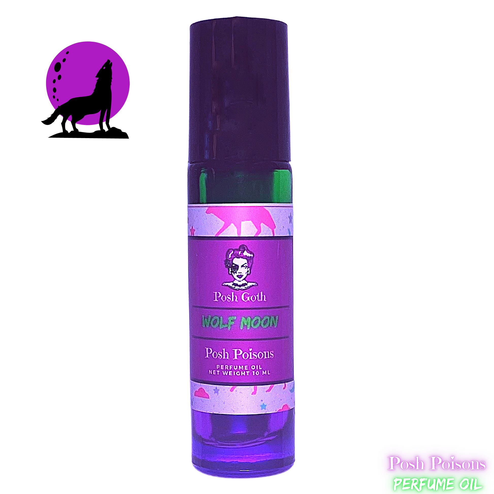 Wolf Moon Lavender Spearmint Gothic Victorian Aromatherapy Perfume 10 ml roller ball bottle - Posh Goth - Gothic Perfume 