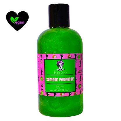 Zombie Paradise Body Wash – Coconut Cream and Key Lime | Witchy Bath and Body | Goth Beauty Vegan Wash